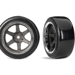 1.9" Gray 6-Spoke Rear Wheels & Hard Drift Tires (2)