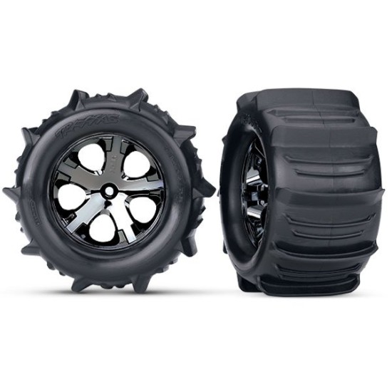 All-Star 2.8" Black Chrome Wheels &amp; Paddle Tires (2)
