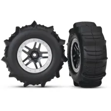 Black & Satin Chrome Wheels with Paddle Tires (2)