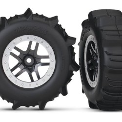 Black & Satin Chrome Wheels with Paddle Tires (2)