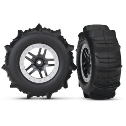 Black & Satin Chrome Wheels with Paddle Tires (2)